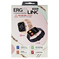 Ergotech 人因科技 心率智慧監測運動腕錶 SW206, 1.83吋TFT全觸控彩色螢幕, 藍牙通話, 紅光血氧偵測, 心率異常警報, 藍牙, 金典粉