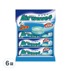 Airwaves 超涼無糖薄荷糖 3條裝, 90g, 6袋