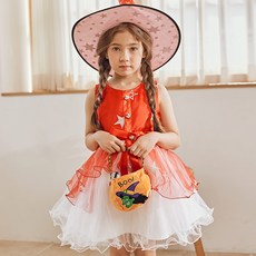 女童款星星魔女服裝連身裙+帽子+糖果籃