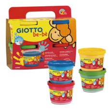 GIOTTO be-be 歡樂手指彩繪組, 適合幼兒, 安全可靠, 包含黃色、綠色、紅色和藍色, 壓力蓋設計，確保良好的密封，防止漏液, 4色, 150ml