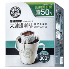 金車 MR.BROWN 伯朗咖啡 大濾掛咖啡, 加量50%, 100%阿拉比卡豆, 超大杯300cc, 15g, 10包, 1盒
