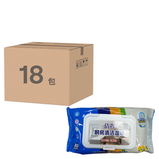 廚房清潔濕紙巾加大加厚80抽，輕鬆擦拭油污，溫和配方, 80張, 18包