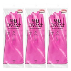 롯데이라이프 착한 고무장갑, 핑크, 대(L), 3세트