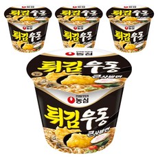 농심 튀김우동 큰사발면 111g, 4개