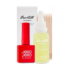 Jello Jello 卸甲底膠組 One Kill, 可剝式, 無需丙酮卸甲, One Kill 卸甲液30ml*1+美甲基底凝膠10ml*1, 1組