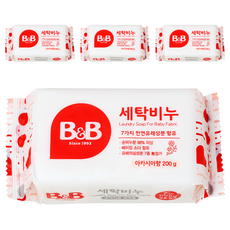 B&B 孩童衣物洗衣皂 刺槐香, 200g, 4塊