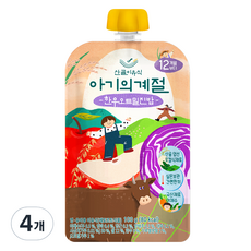 에코맘의산골이유식 유아용 아기의 계절 완료기 한우오트밀진밥, 4개, 100g 4개, 100g