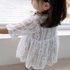 Orenjidamom 女童蕾絲立式花卉刺繡長袍