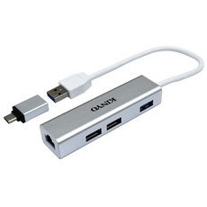 Kinyo USB3.0 + RJ45鋁合金集線器 附Type-C轉接頭, HUB-23, 1條
