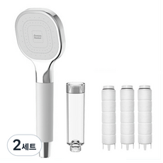 아메리칸스탠다드 스마트 핸드 필터샤워기 + 투명 손잡이 + 세디먼트 필터 3p, 2개, 화이트크롬 2세트, 화이트크롬