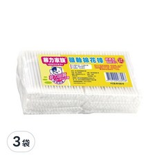 菲力家族 粗軸棉花棒 600支入, 自然棉 柔軟有彈性 親膚, 無螢光劑, SGS品質檢測, 600支, 3包