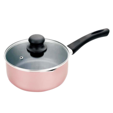 cook power 鍋寶 金鑽不沾湯鍋 附鍋蓋, 高導熱合金鍋身, 萬用鍋型 煎煮炒炸, 18cm, 玫瑰金, 1個