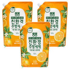 퐁퐁 천연 오렌지 오일 담은 주방세제 리필, 1.2L, 3개 3개, 1.2L
