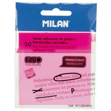 MILAN 半透明便利貼 76mm, 螢光粉, 50張, 1本