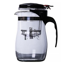 Yagof 大容量濾茶玻璃泡茶杯，900ml，耐熱玻璃，一鍵出水, 單一顏色, 1個