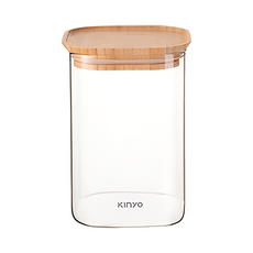 Kinyo 天然竹耐熱玻璃儲物罐 KSC-2100, 1L, 1個