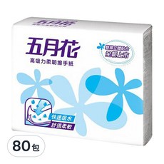 五月花 高吸力柔韌擦手紙, 100抽, 80包