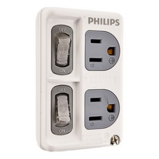 PHILIPS 飛利浦 節能開關 2開2插分接式插座 CHP3020W/96, 99mm, 白色, 1個