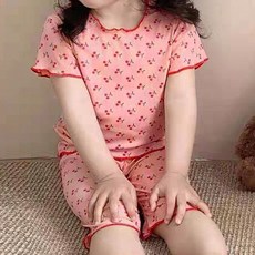 宇宙眼女童款櫻桃果汁室內服短袖上衣+褲子套裝