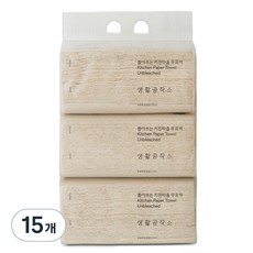 생활공작소 뽑아쓰는 키친타올 무표백, 100매, 15개