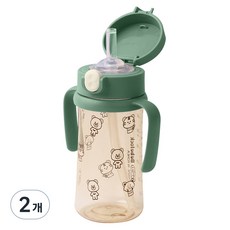 베베락 국내 제조 아이와 PPSU 원터치 빨대컵 270ml, 2개, 딥그린 2개, 딥그린