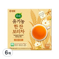 순작 유기농 한 잔 보리차, 1.5g, 100개입, 6개