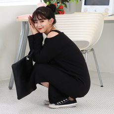 페이퍼먼츠 루즈핏 오프숄더 데일리 트임 롱 원피스 7144