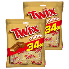 Twix 特趣 迷你焦糖夾心巧克力樂享包, 酥脆餅乾 濃郁焦糖 香濃牛奶巧克力, 340g, 2袋