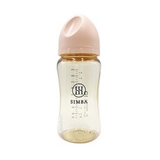 Simba 小獅王辛巴 蘊蜜鉑金PPSU寬口防脹氣奶瓶 新生適用, 栗粉, 270ml, 1個