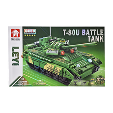 樂毅積木 T-80U坦克拼裝積木玩具，692+pcs, LY66018, 1盒