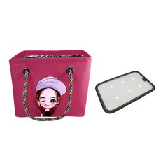뷰레이터닷컴 스타일링 물빠지는 목욕가방 + 받침대 세트, 핫핑크