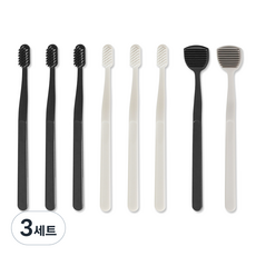 生活道感 蜂窩牙刷黑3p+白3p+舌頭清潔器白+黑套組, 3組