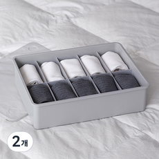 이즈리빙 칸칸칸 속옷 정리함 10칸, 그레이 + 반투명뚜껑, 2개