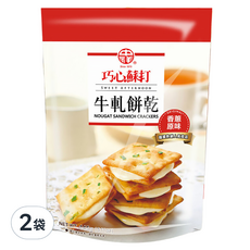 中祥 巧心蘇打 牛軋餅乾, 經典鹹香蔥餅, 酥脆香濃雙重口感, 145g, 2袋