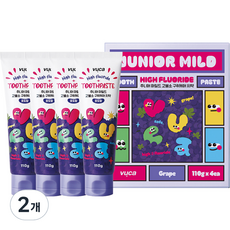 뷰카 주니어 마일드 고불소 구취케어 치약 포도향 4p, 440g, 2개