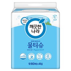 깨끗한나라 페퍼민트블루 물티슈 캡형, 4개