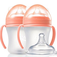 티지엠 에어벨브 실리콘 유꼭지젖병 트윈팩180ml 오렌지 젖꼭지1단계 + 젖꼭지5단계Y구, 1세트