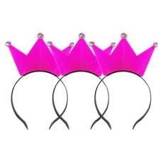 파티팡 LED 라이트 왕관 머리띠, 핑크, 3개입