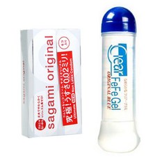 사가미 오리지널 0.02 콘돔 6p + 페페 클리어 오리지널 블루 마사지젤 360ml, 1세트