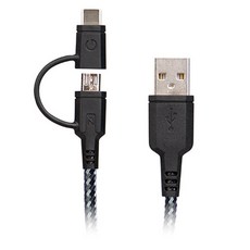 에너지아 나이로터프 마이크로 5핀 + 타입C 2 in 1 케이블 18cm, 블랙, 1개