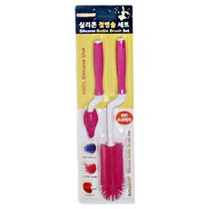 썬앤베이비 실리콘 회전젖병솔 + 젖꼭지솔 세트, 핑크, 1세트