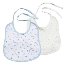 부일실업 마이래빗 유아 면 턱받이 2p, 베이비블루, 파스텔도트, 1세트