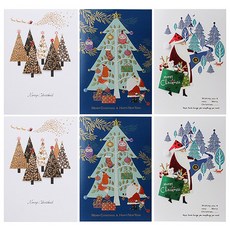 솜씨카드 크리스마스 트리 카드 6p + 봉투 6p 세트, 혼합 색상, 1세트