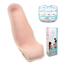 알프레미오 수유시트 + 선물용 박스 + 코튼 방수 턱받이 블루동물들, 라이트코랄(메쉬 + 면), 1세트
