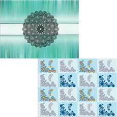 벨라 실리콘 식탁매트 2p 꽃패턴블루 + 연꽃, 혼합 색상, 385 x 285 mm