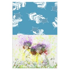  로엠디자인 실리콘 식탁매트 깃털 민트 + 자전거화분, 혼합 색상, 385 x 285 mm 