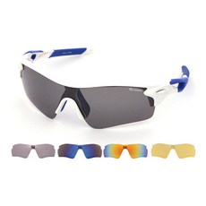 오클랜즈 렌즈교체형 스포츠 고글 프레임 + 렌즈 5종 세트 XG300, 화이트 + 블루