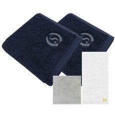 송월타월 슈퍼클래스S90 세면타올 190g x 2p + 슈퍼클래스B450 바스타올 흰색 + 리본핸드타올 회색, 청색, 1세트