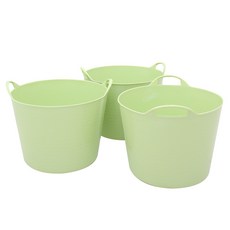 가쯔 파스텔 소프트 빨래바구니 25L, 그린, 3개입