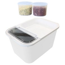 가쯔 모던쌀통 10kg + 모던 잡곡통 2p, 화이트 + 블루, 1세트